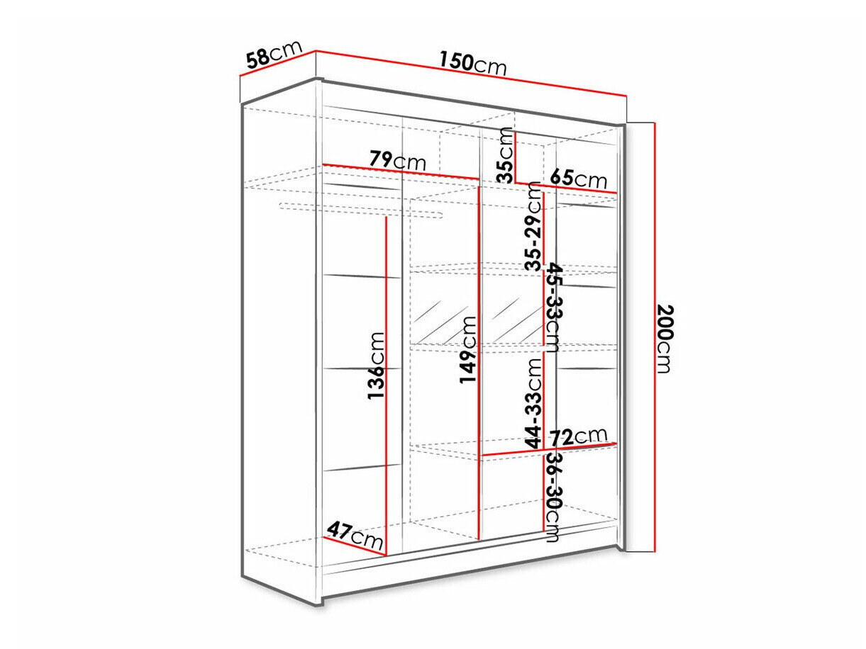 Garderobeskab Closico 146 (Sort + Artisan eg)