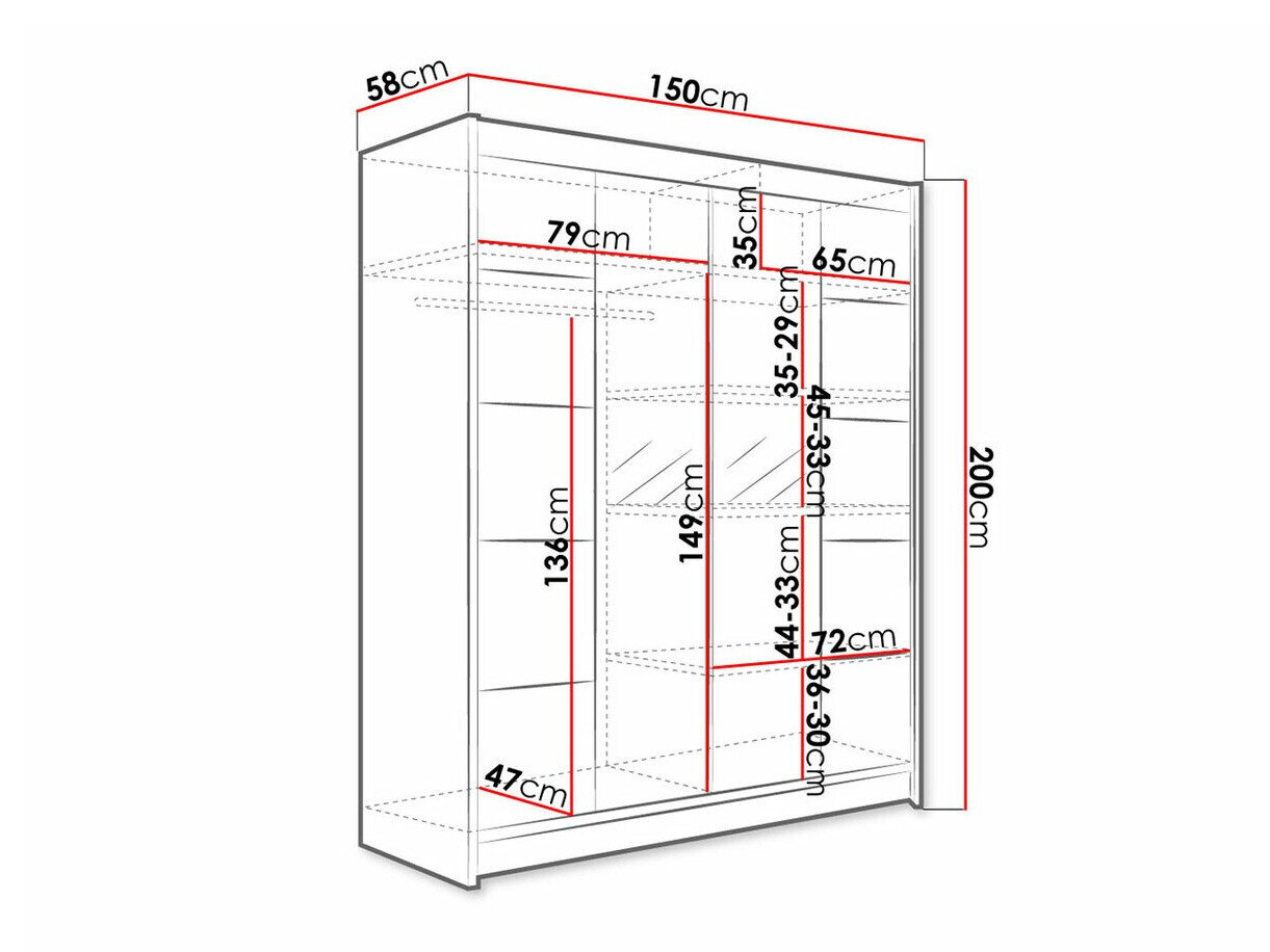 Garderobeskab Closico 146 (Sort + Artisan eg)