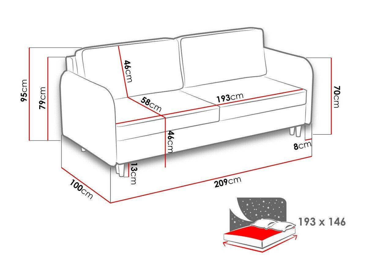 Sovesofa Columbus 122 (Mono 236)