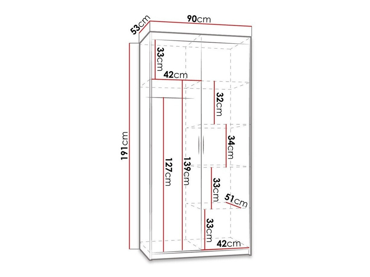 Garderobeskab Novduni 100 (Sonoma eg)
