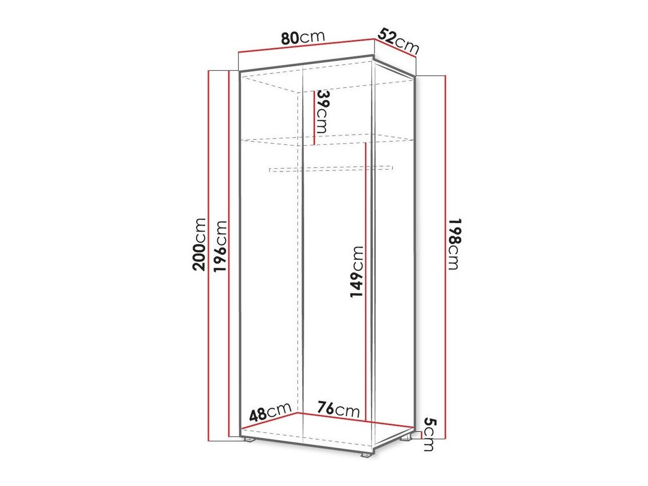 Garderobeskab Tivdalu 125 (Hvid + Glansfuld hvid)