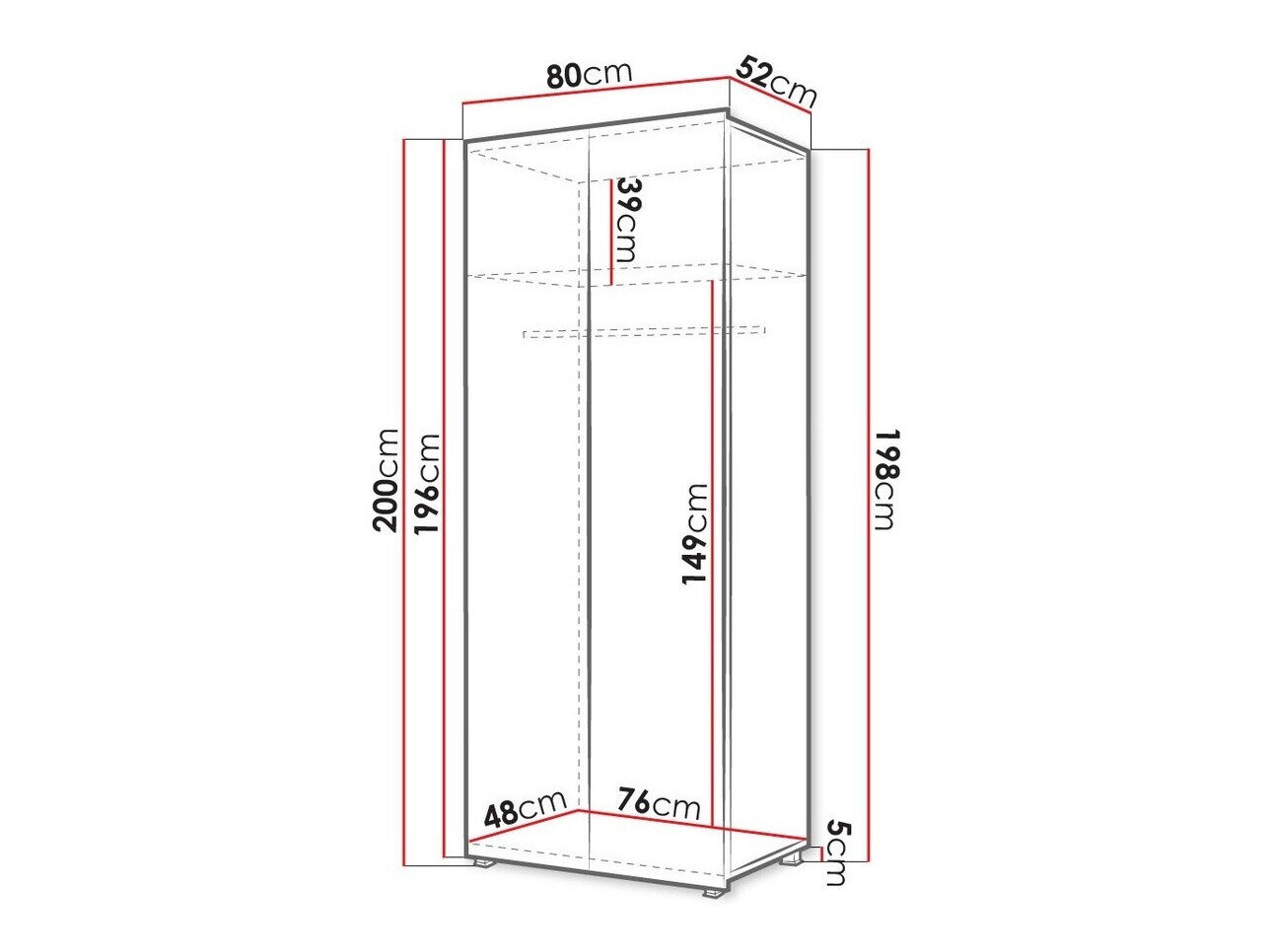 Garderobeskab Tivdalu 125 (Sort + Blank sort)