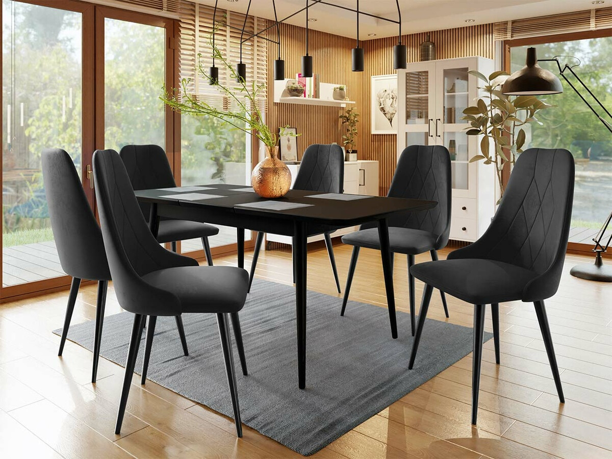 Spisestuesæt Racine 125 (Sort + Magic Velvet 2219)