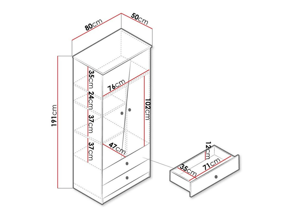 Garderobeskab Almira 100 (Artisan eg + Hvid)
