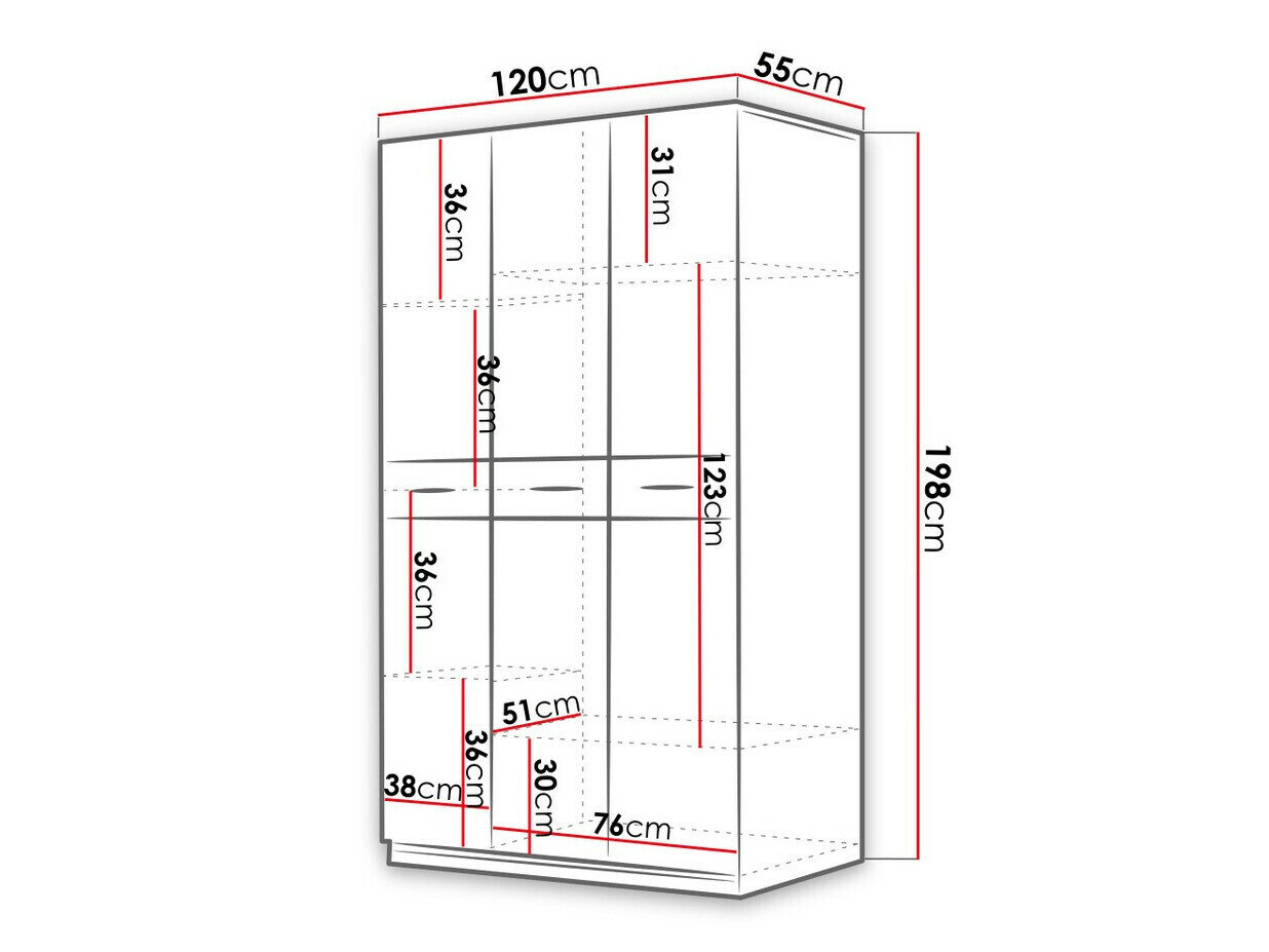 Garderobeskab Salmere 107 (Hvid + Glansfuld hvid + Glossy pink)
