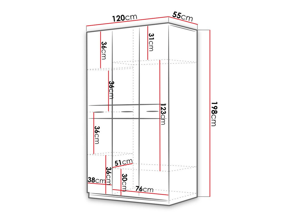 Garderobeskab Salmere 107 (Hvid + Glansfuld hvid)