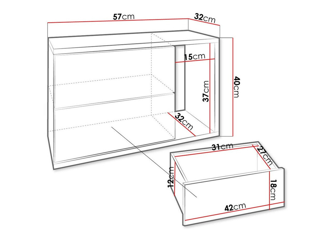 Sengebord Utica 104 (Hvid + Glansfuld hvid)