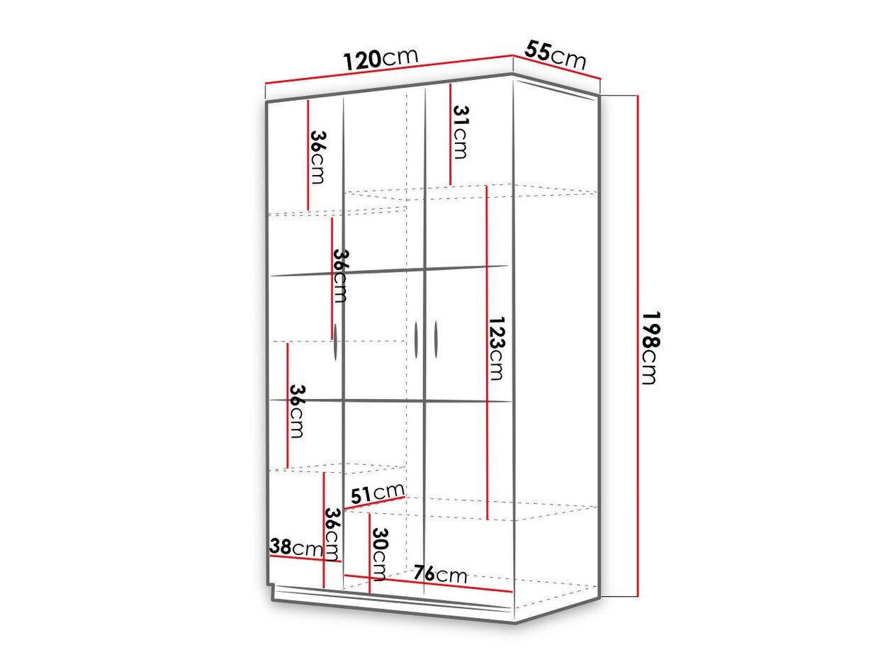Garderobeskab Salmere 108 (Hvid + Glansfuld hvid)