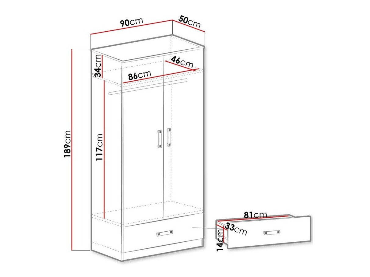 Garderobeskab Sorviru 103 (Hvid + Turkis)