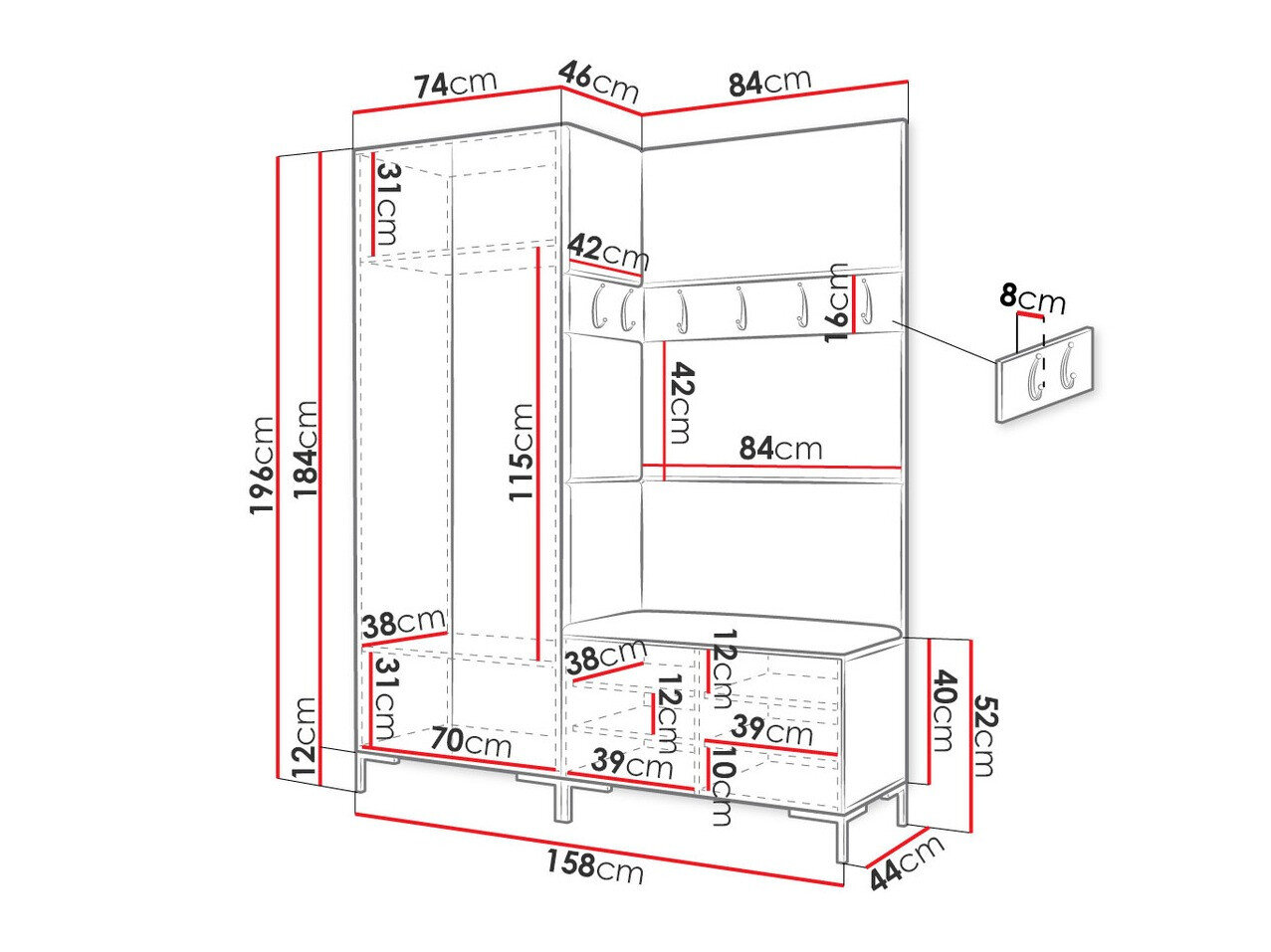 Entrésæt Tivsoa 100 (Sort)