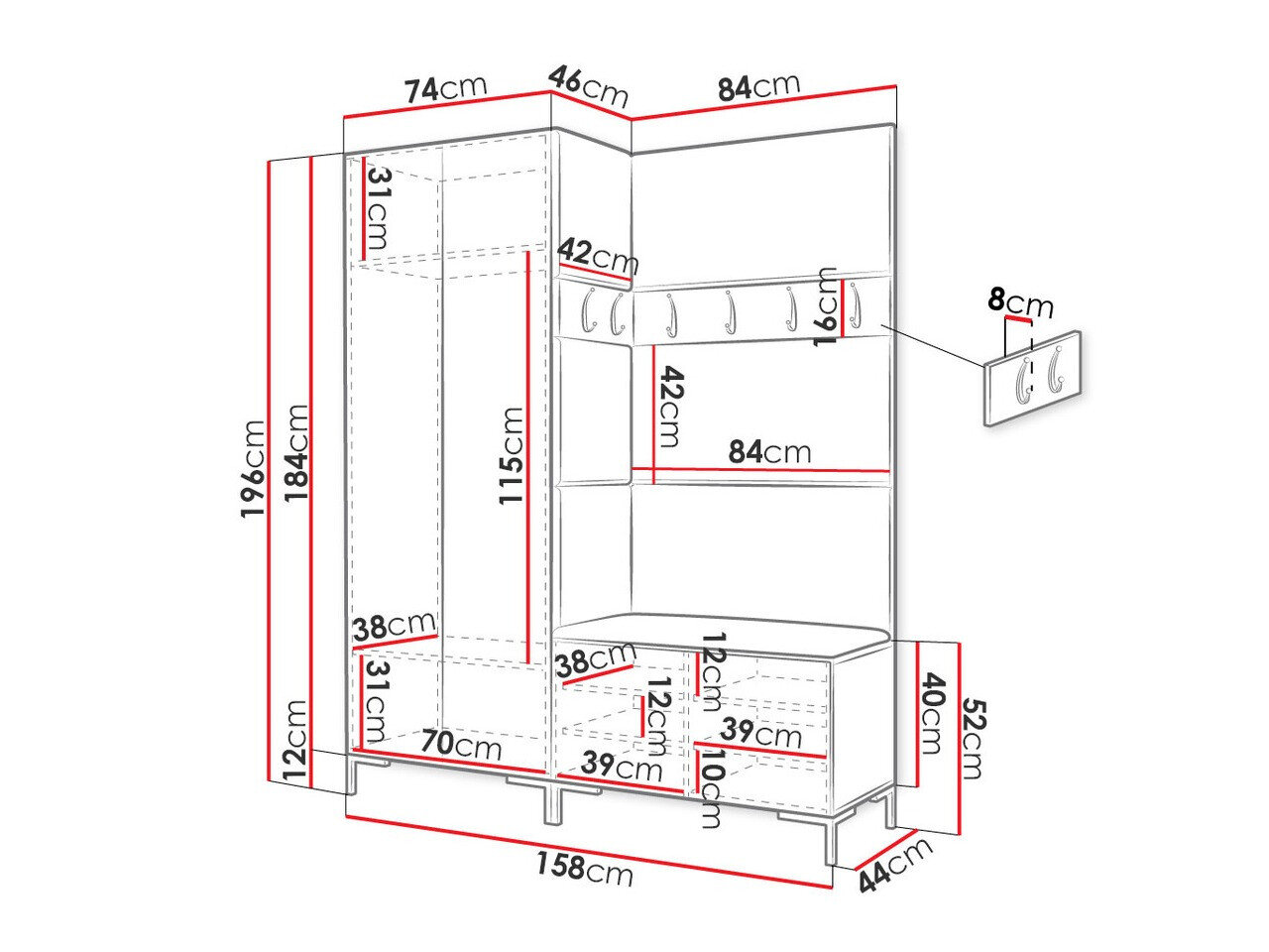 Entrésæt Tivsoa 100 (Sort)