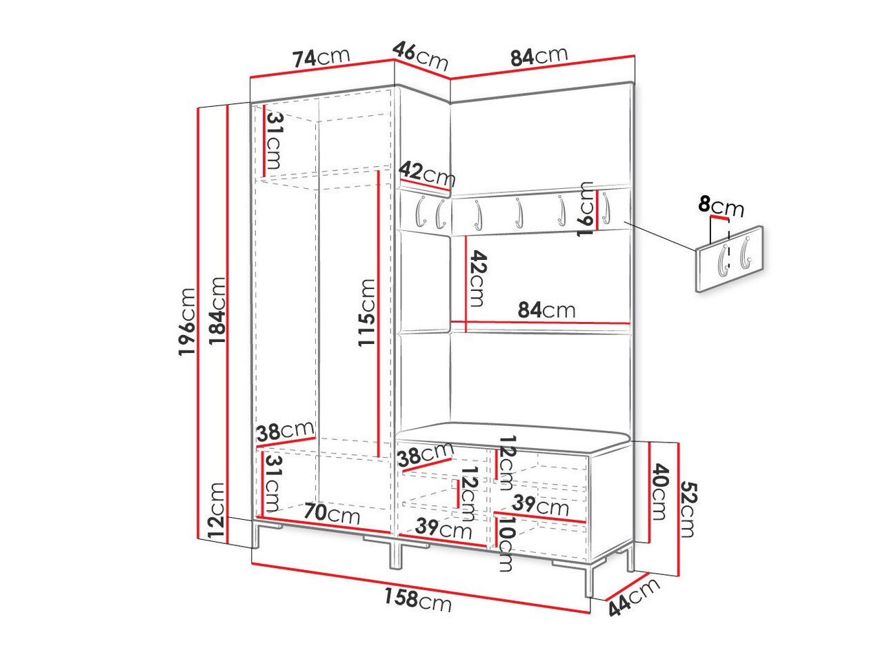 Entrésæt Tivsoa 100 (Sort)