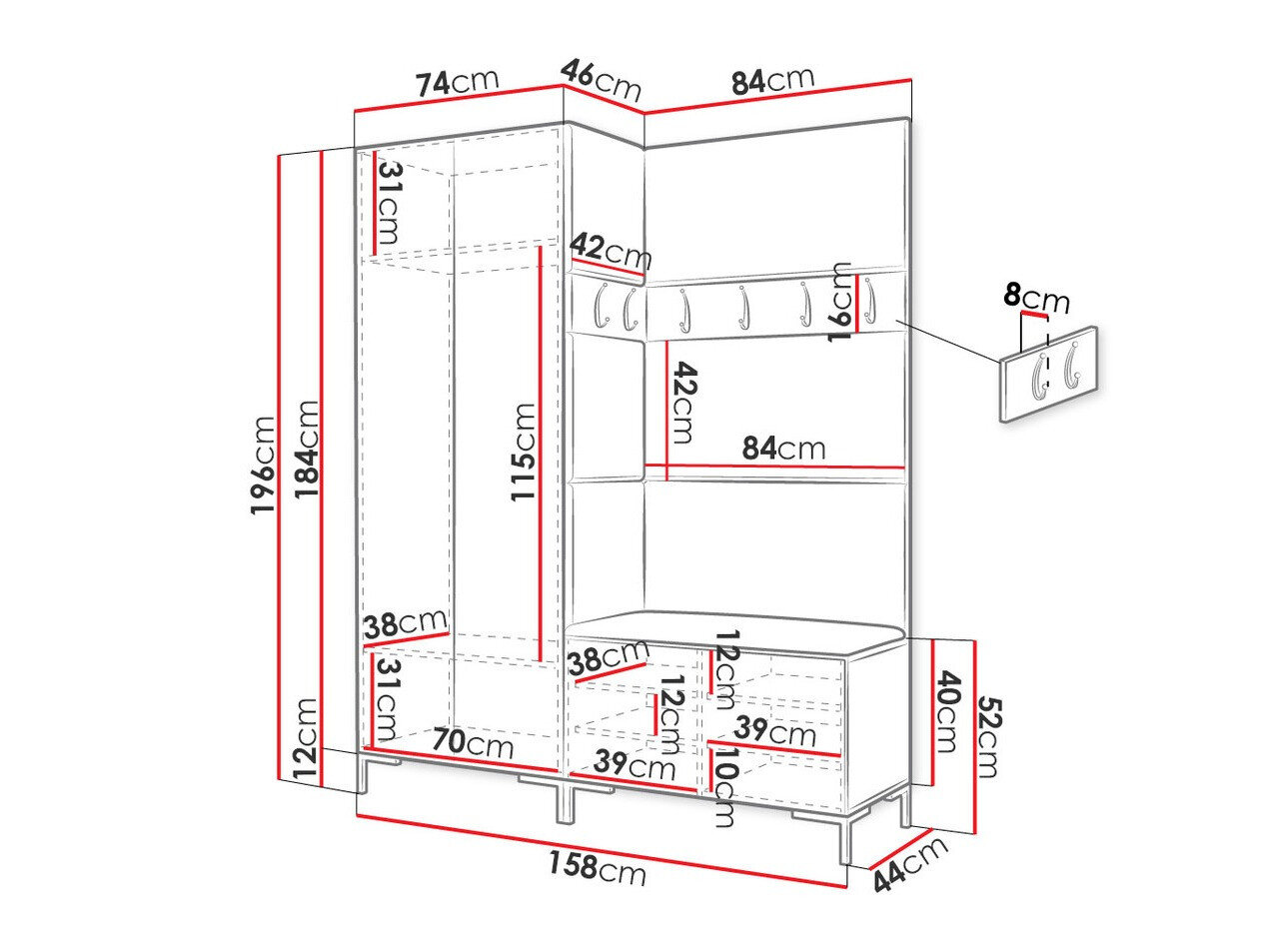 Entrésæt Tivsoa 100 (Craft egetræ)