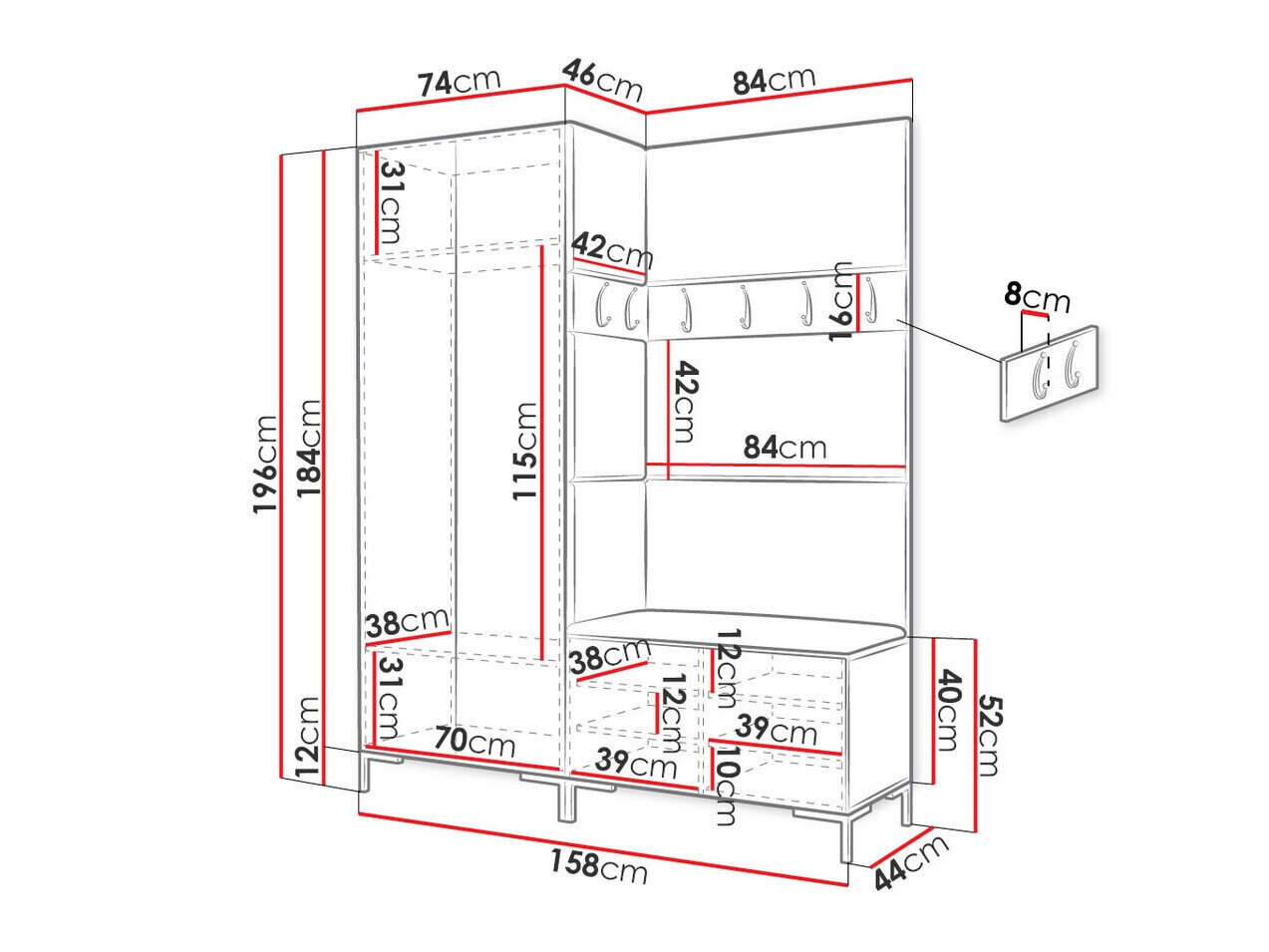 Entrésæt Tivsoa 100 (Craft egetræ)