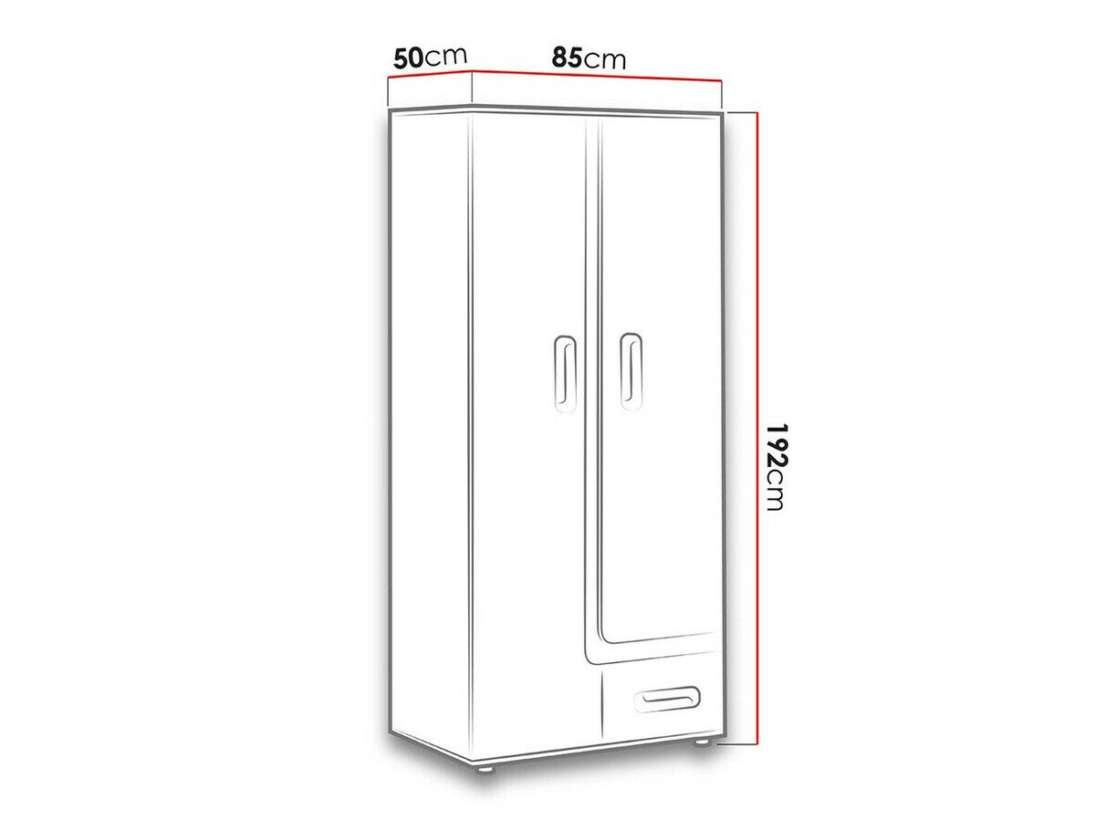 Garderobeskab Levtala 101 (Antracit + Hvid + Lyserød)