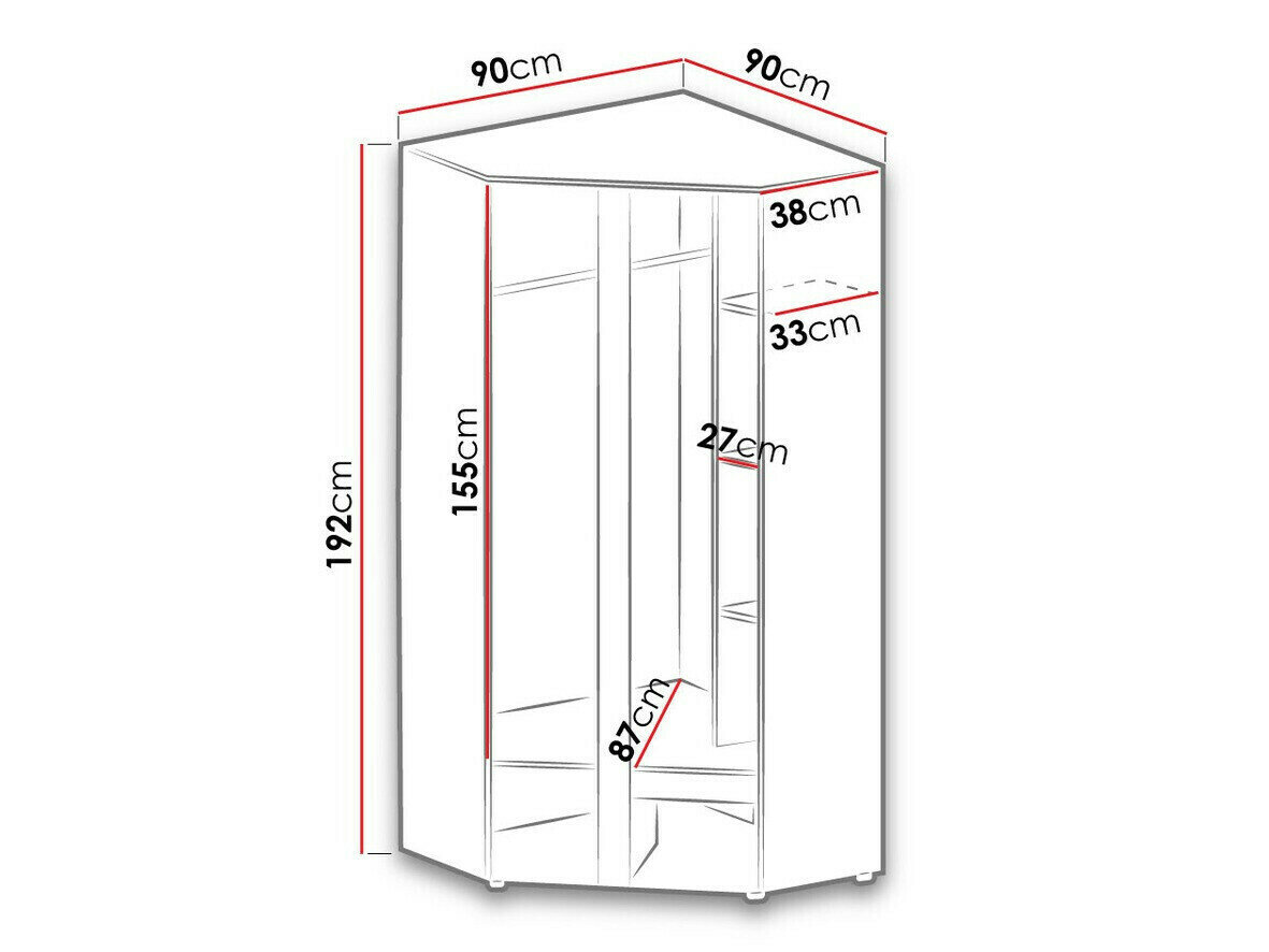 Hjørnegarderob Levtala 102 (Antracit + Hvid + Lyserød)