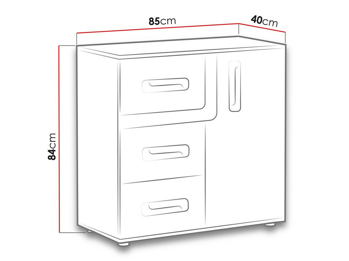 Kommode Levtala 108 (Lys eg + Hvid)