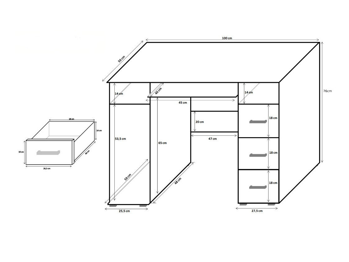 Skrivebord Cirevau 129 (Hvid)