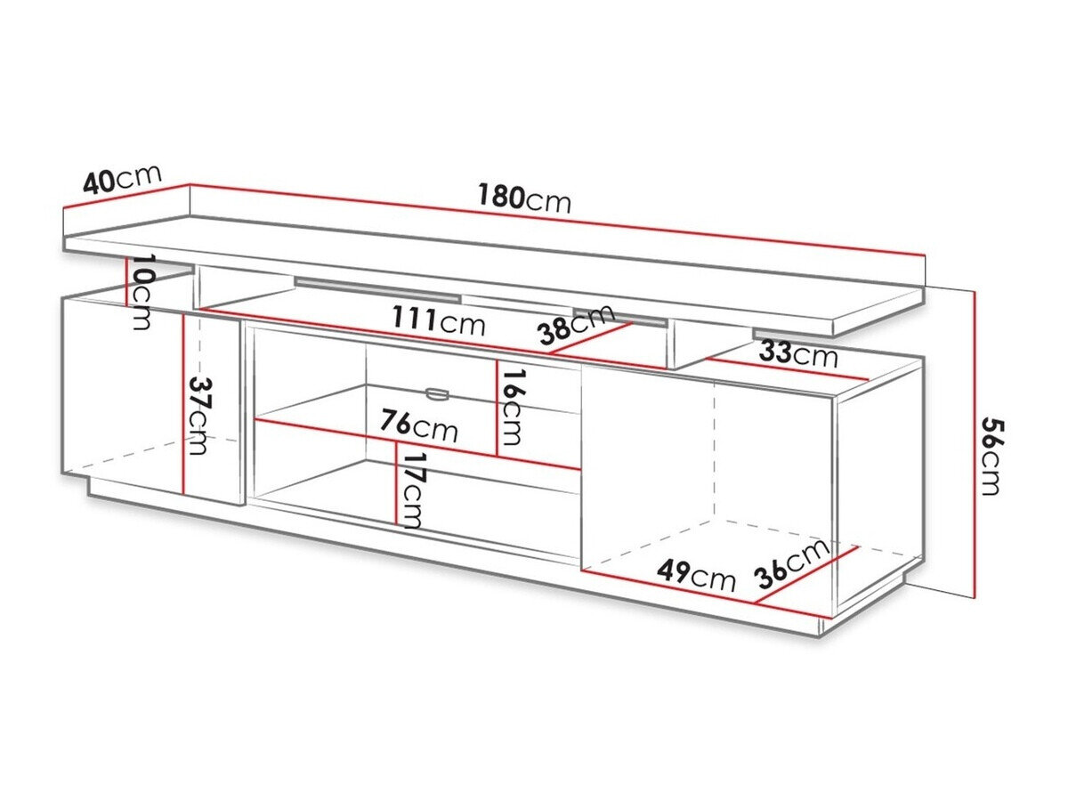 TV-bord Charlotte 138 (Grå + Gloss grå)