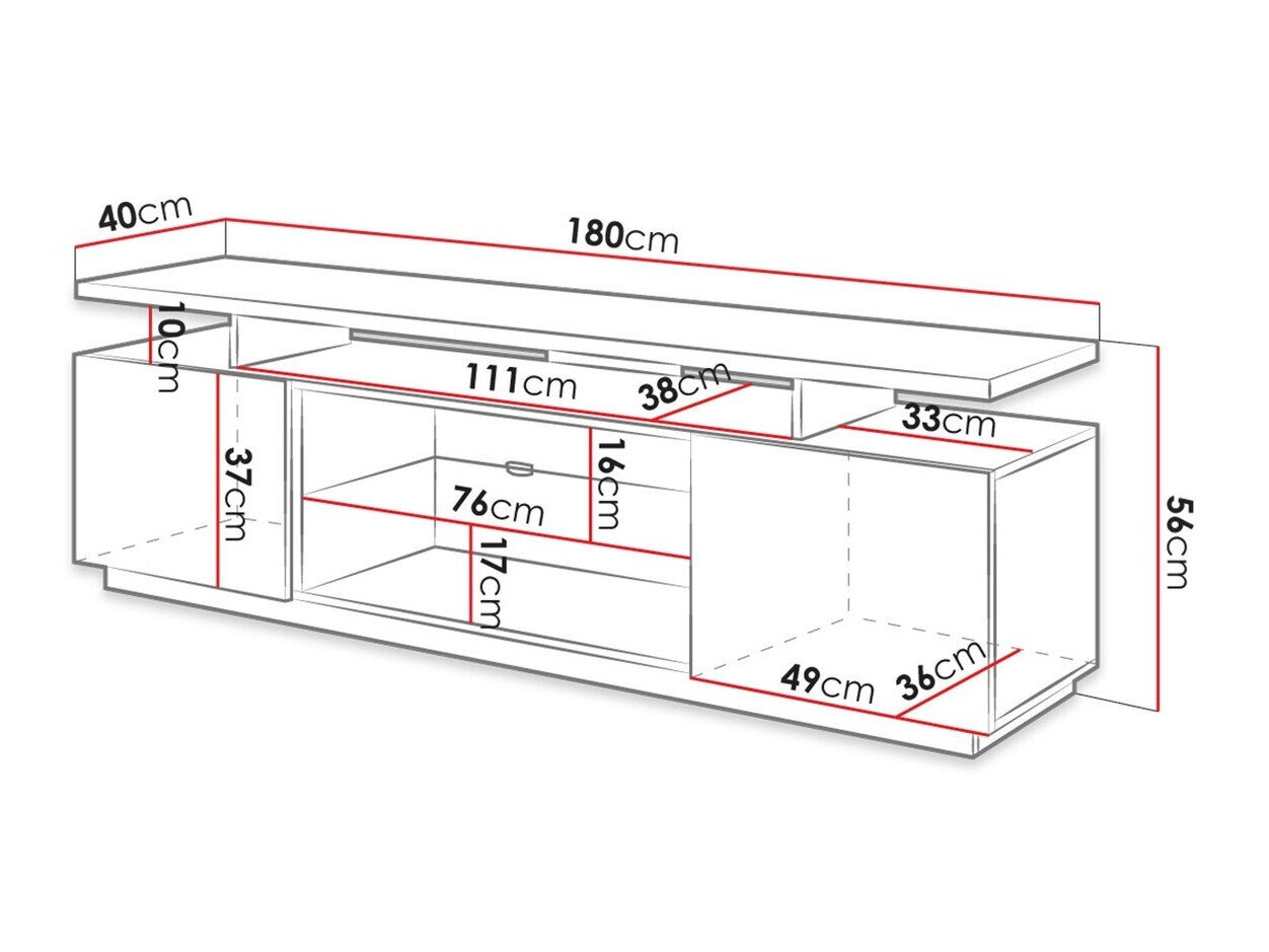 TV-bord Charlotte 138 (Hvid + Glansfuld hvid)