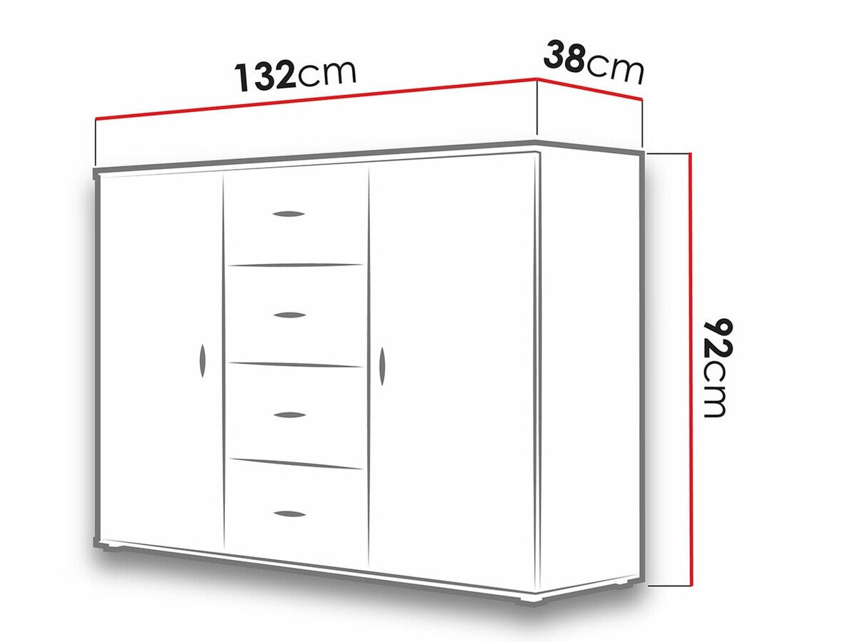 Kommode Charlotte 118 (Lefkas eg + Sort)