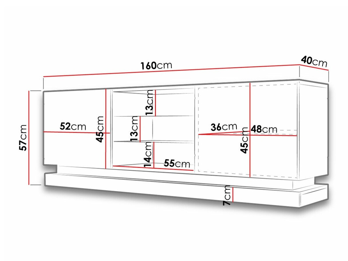 TV-bord Linar (Hvid + Glansfuld hvid)