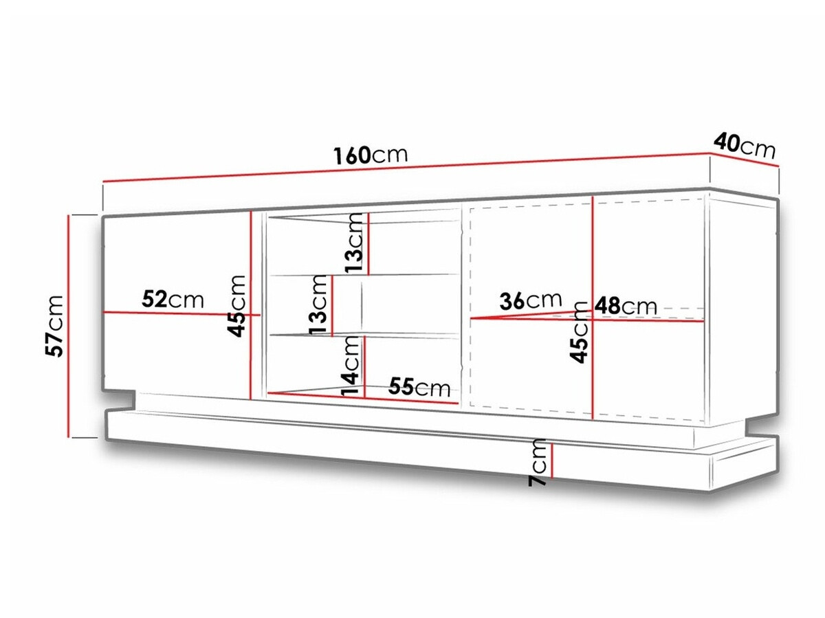 TV-bord Linar (Hvid + Glansfuld hvid)