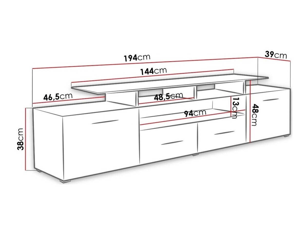 TV-bord Charlotte 117 (Blomme + Blank sort)