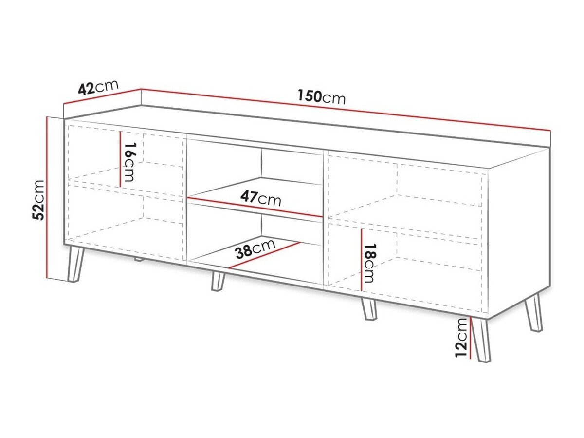 TV-bord Charlotte 144 (Sort + Blank sort)