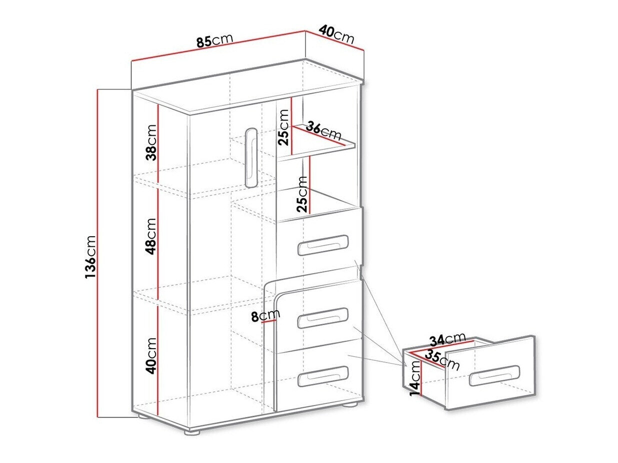 Kommode Aviseve 101 (Antracit + Hvid)