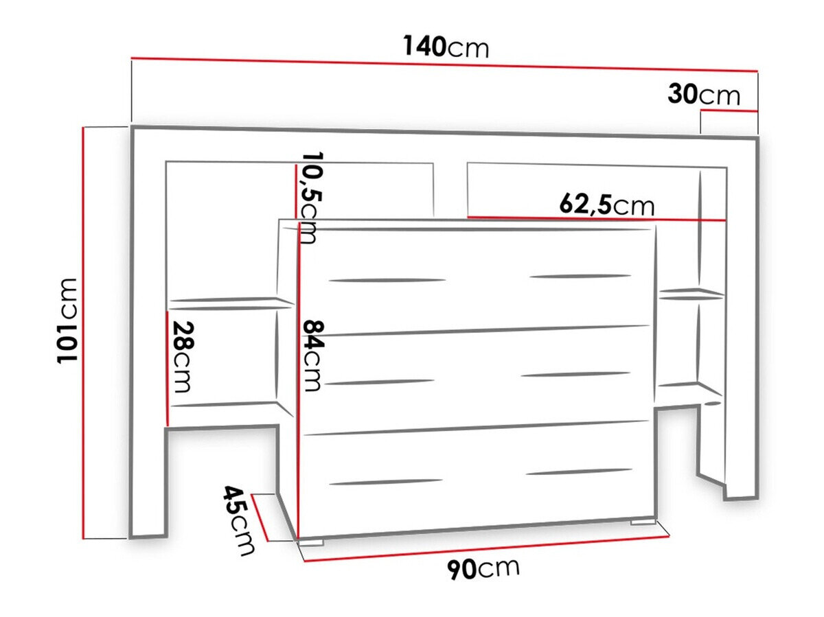 Kommode Nashville 108 (Hvid + Gloss grå)
