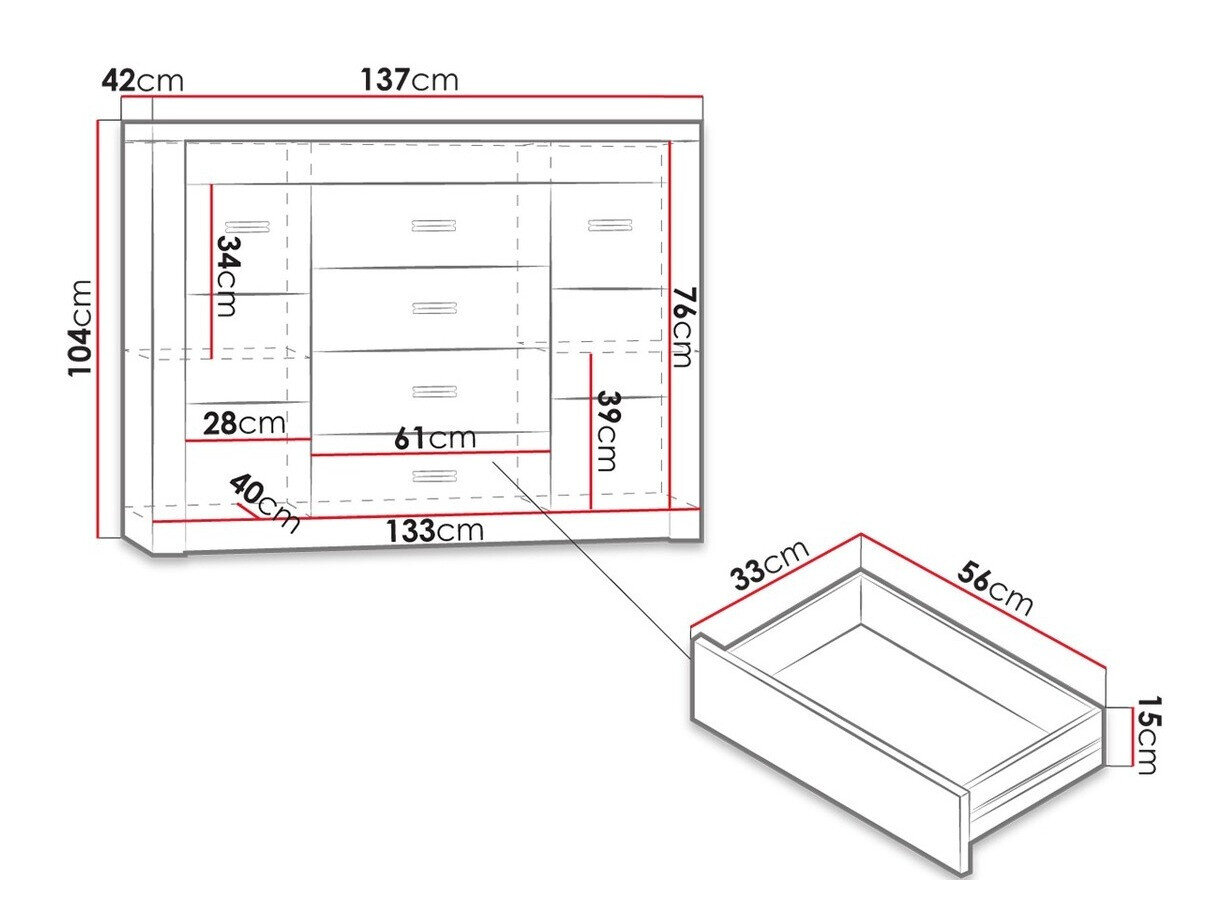 Kommode Serfeno 104 (Mørk aske)