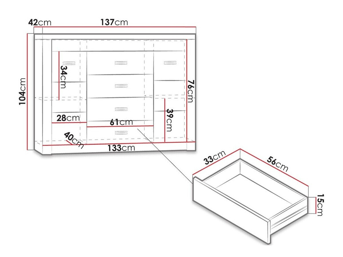Kommode Serfeno 104 (Mørk aske)