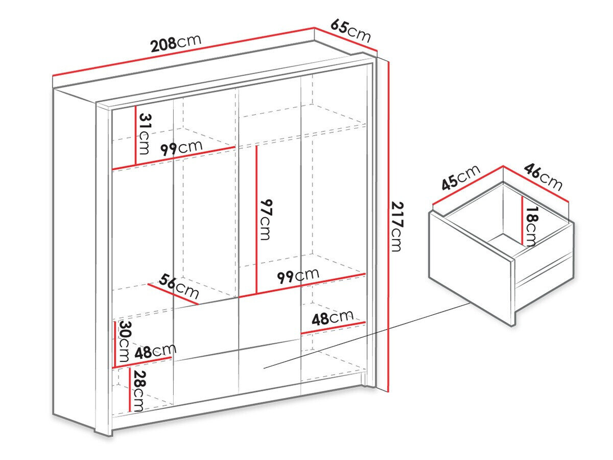 Garderobeskab Honolulu 139 (Grafit)