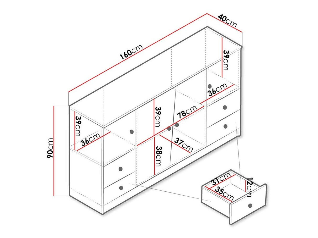 Kommode Almira 105 (Artisan eg + Hvid)