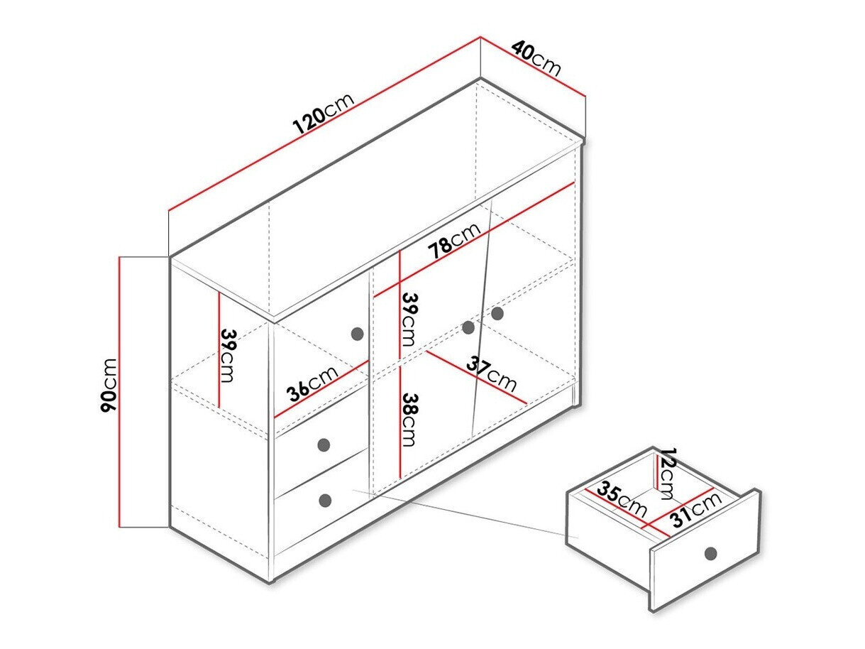 Kommode Almira 106 (Artisan eg + Hvid)
