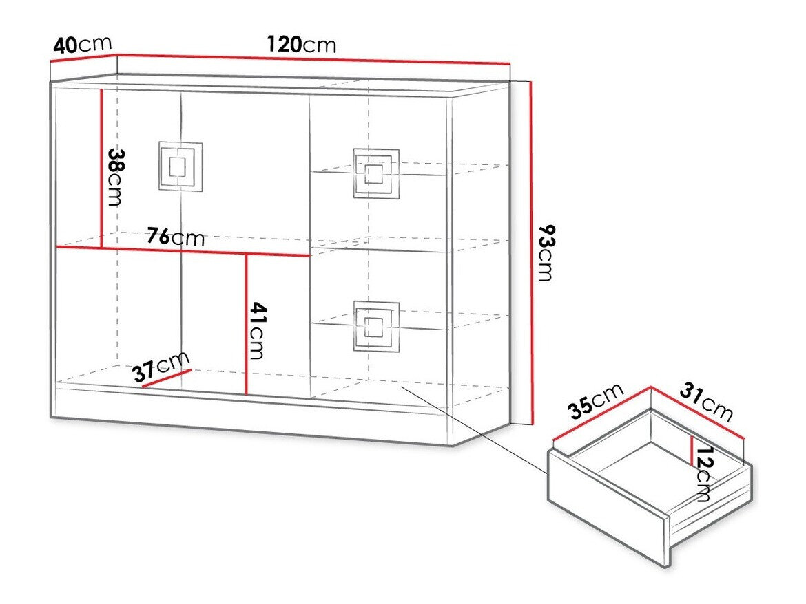 Kommode Tolfere 100 (Lys eg + Hvid)