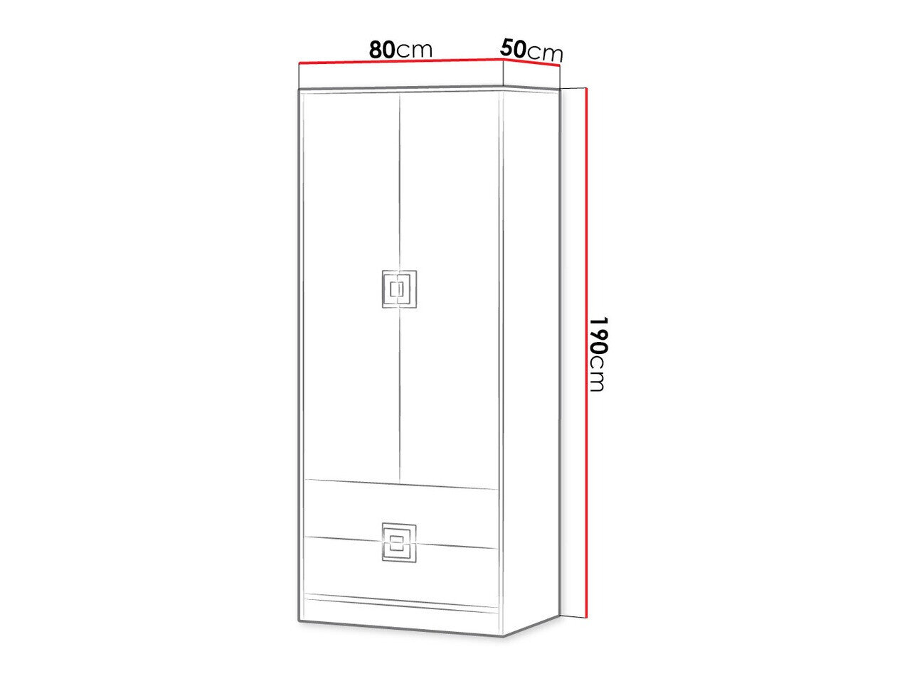 Garderobeskab Balvire 102 (Lys eg + Hvid + Grå)