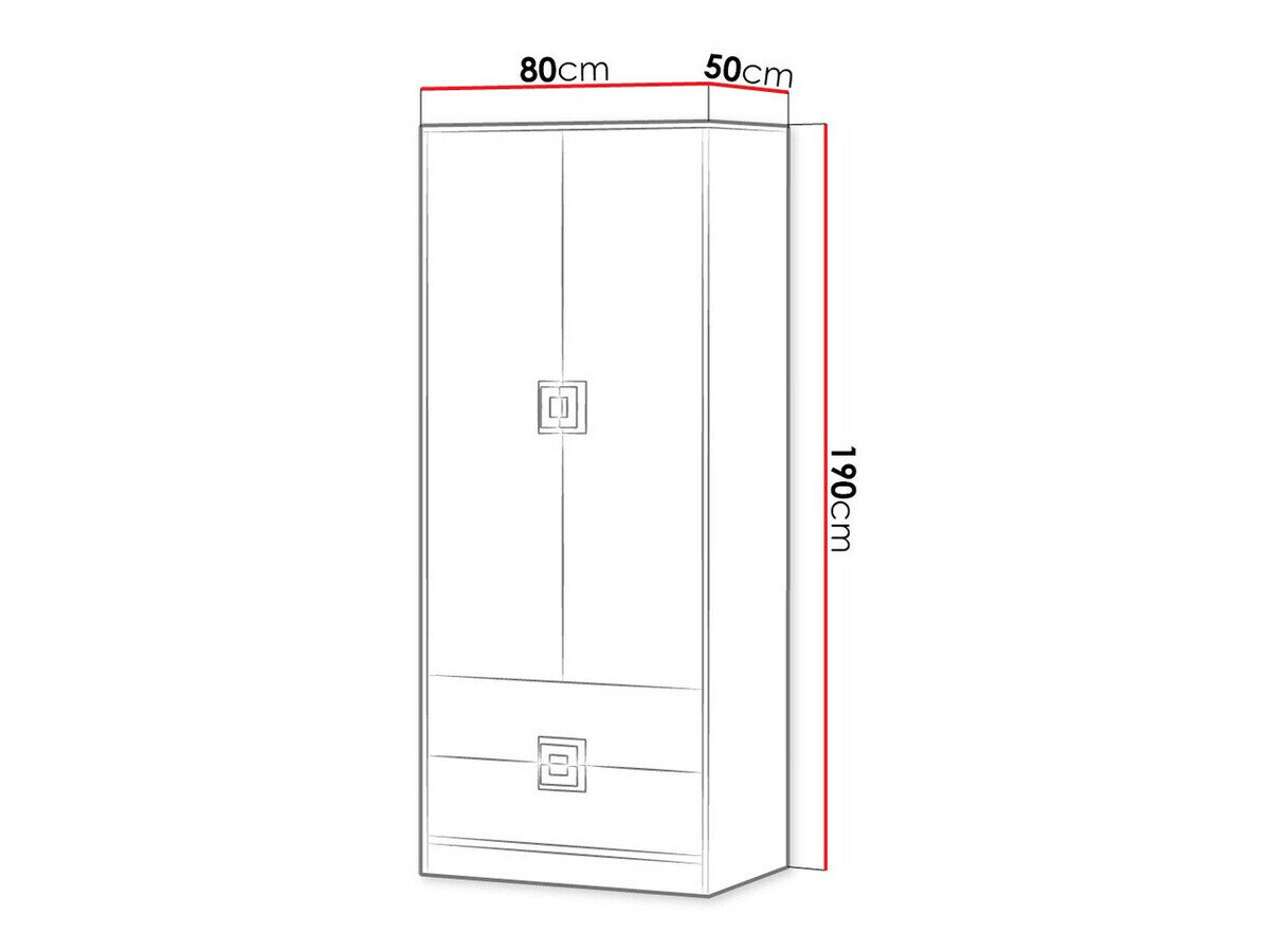 Garderobeskab Balvire 102 (Lys eg + Hvid + Lyserød)