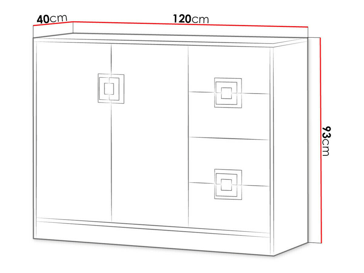 Kommode Balvire 100 (Lys eg + Hvid + Lyserød)