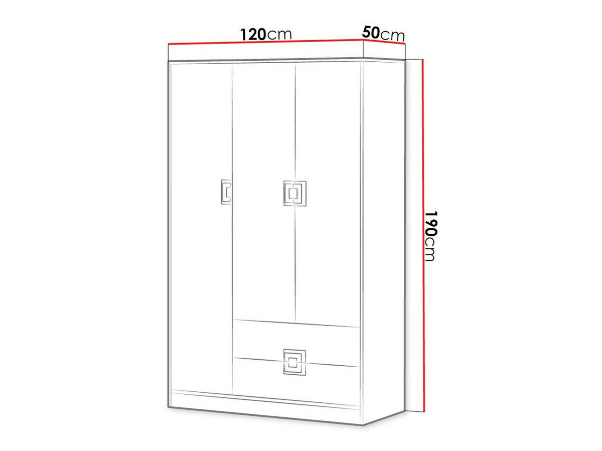 Garderobeskab Balvire 104 (Lys eg + Hvid + Grå)