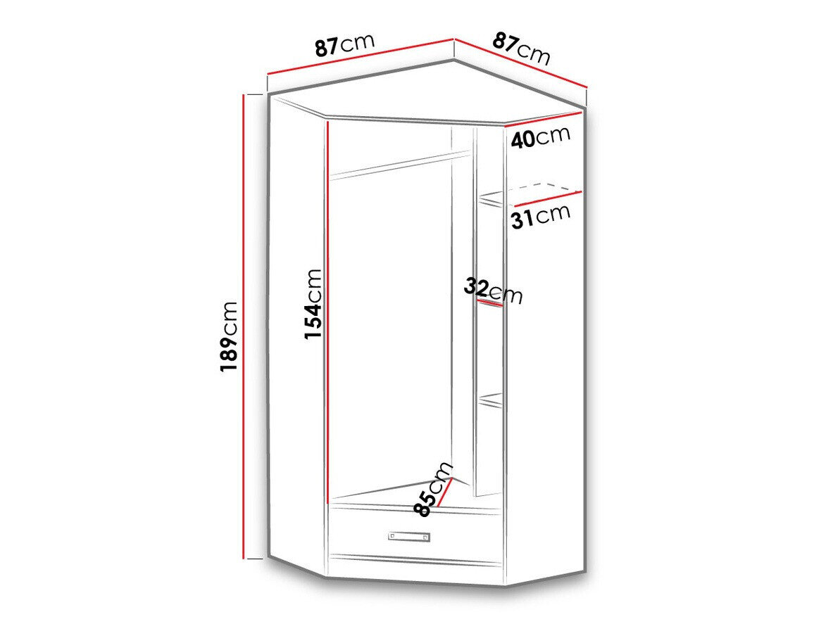 Hjørnegarderob Lorlare 112 (Hvid + Grå)