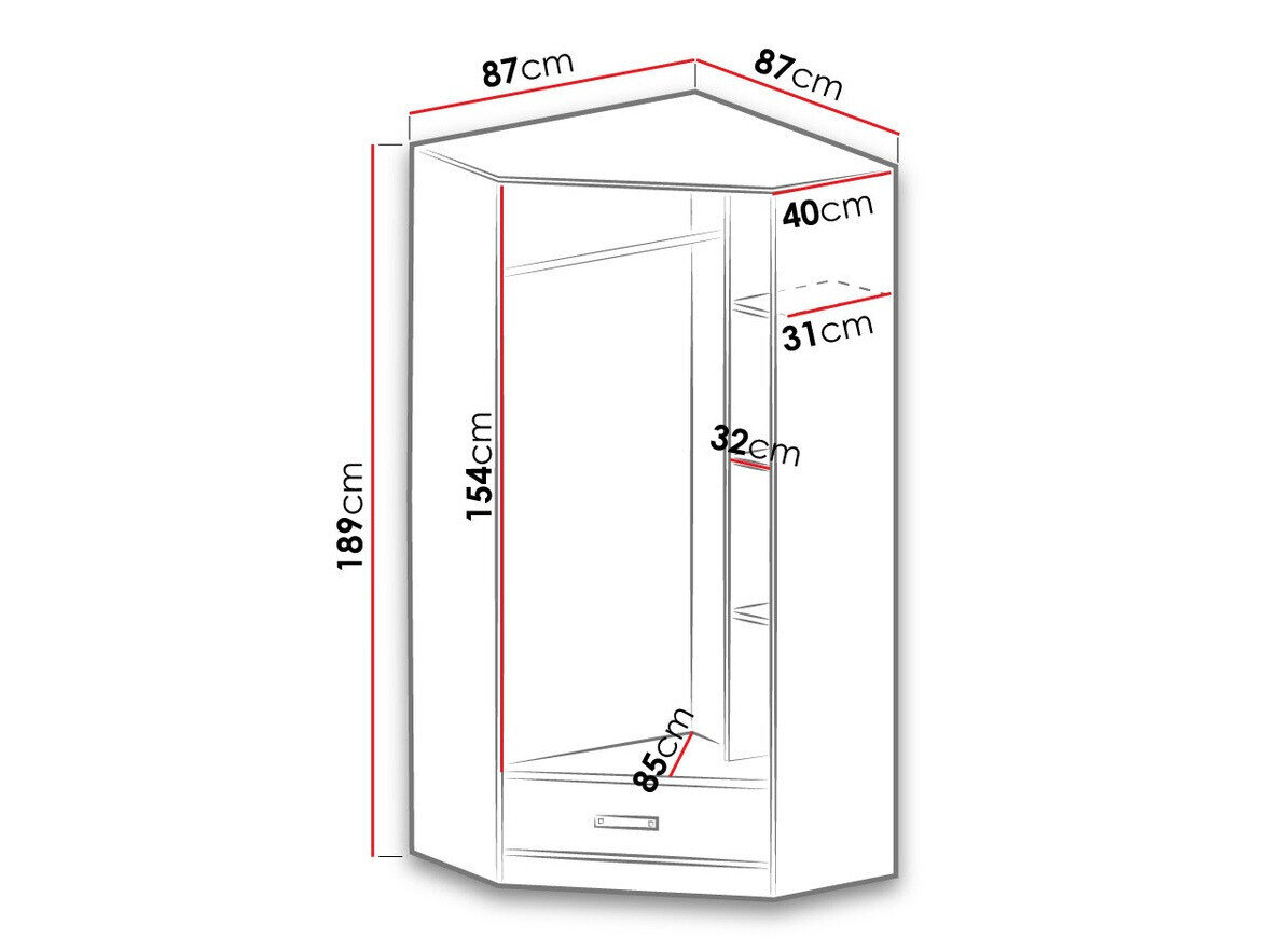 Hjørnegarderob Lorlare 112 (Hvid + Turkis)