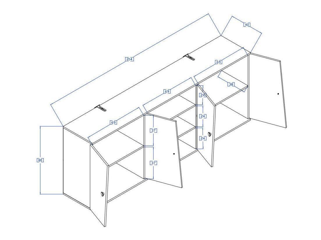 Vægskab Mirelbu 115 (Artisan eg + Glansfuld hvid + Grå)