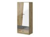 Garderobeskab Mirelbu 100 (Artisan eg + Glansfuld hvid + Gloss grå)