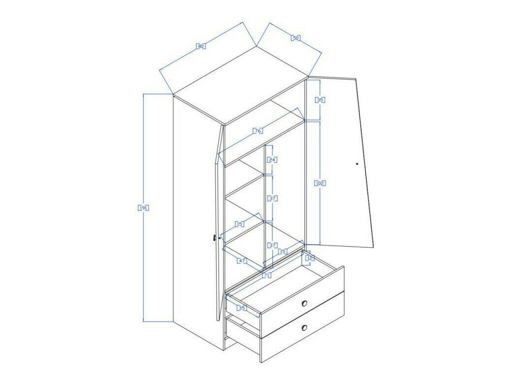 Garderobeskab Mirelbu 100 (Artisan eg + Hvid + Sort)