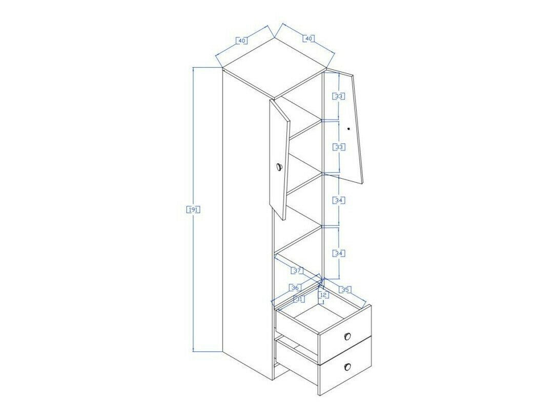Reol Mirelbu 104 (Artisan eg + Glansfuld hvid + Gloss grå)