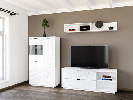 Stuemøbelsæt Fivale 111 (Glansfuld hvid + Hvid)