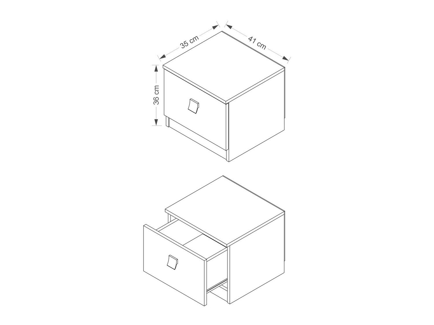 Sengebord Murrieta 111 (Glansfuld hvid + Blank sort)