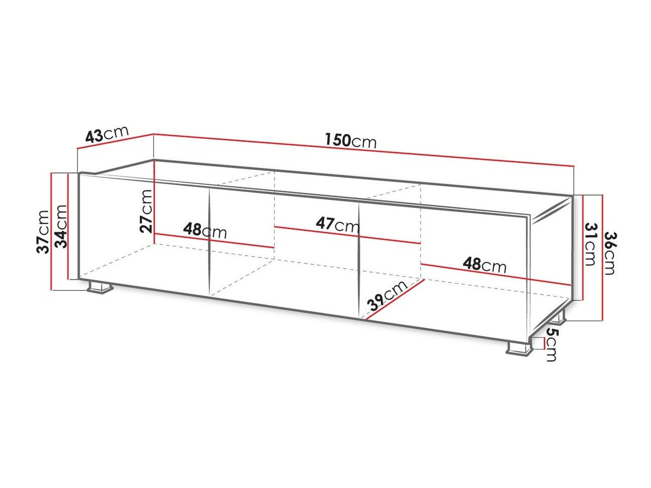 TV-bord Tivdalu 103 (Hvid + Glansfuld hvid)